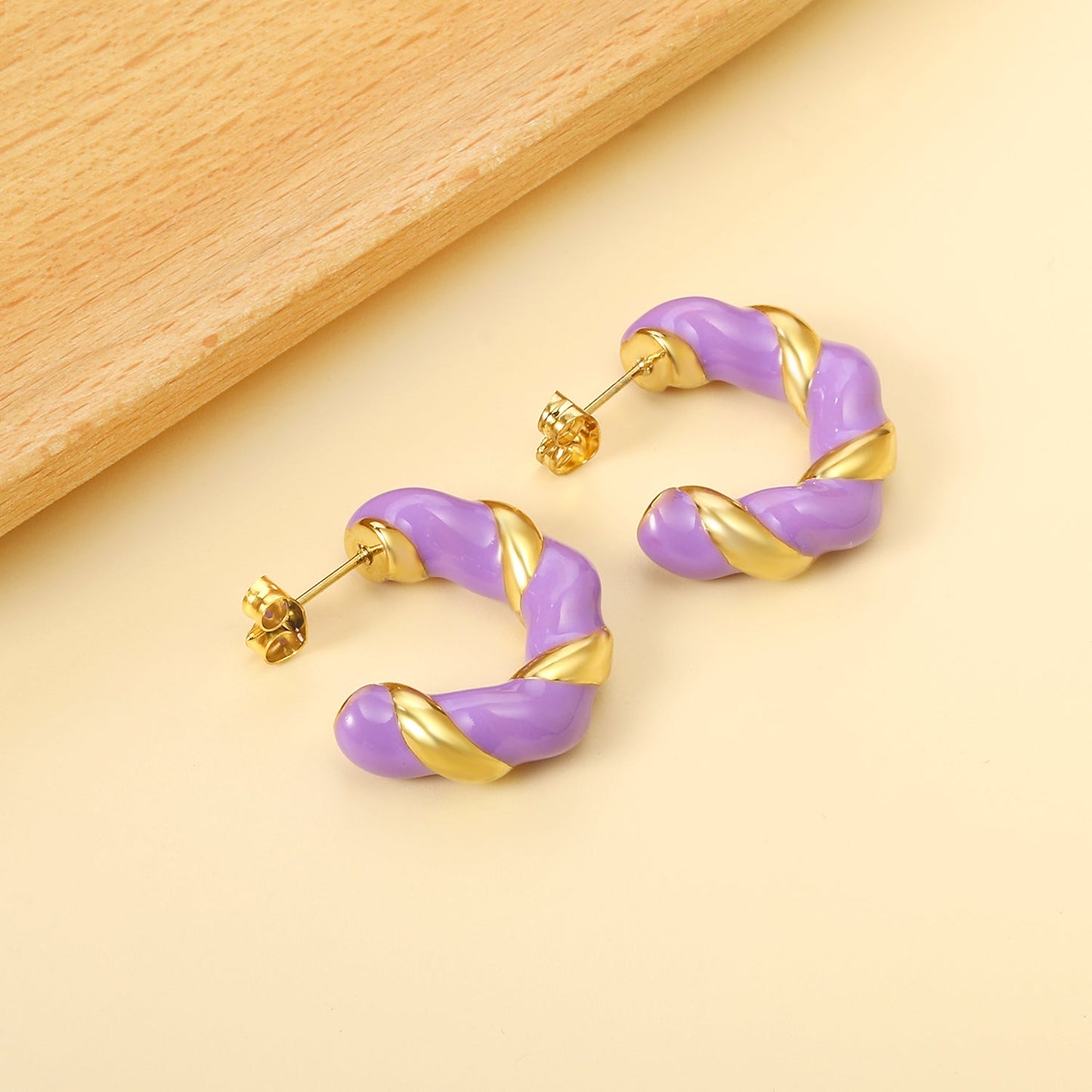 C Shape Twist Drip Earrings 6.4*23mm
