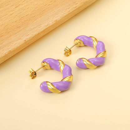 C Shape Twist Drip Earrings 6.4*23mm