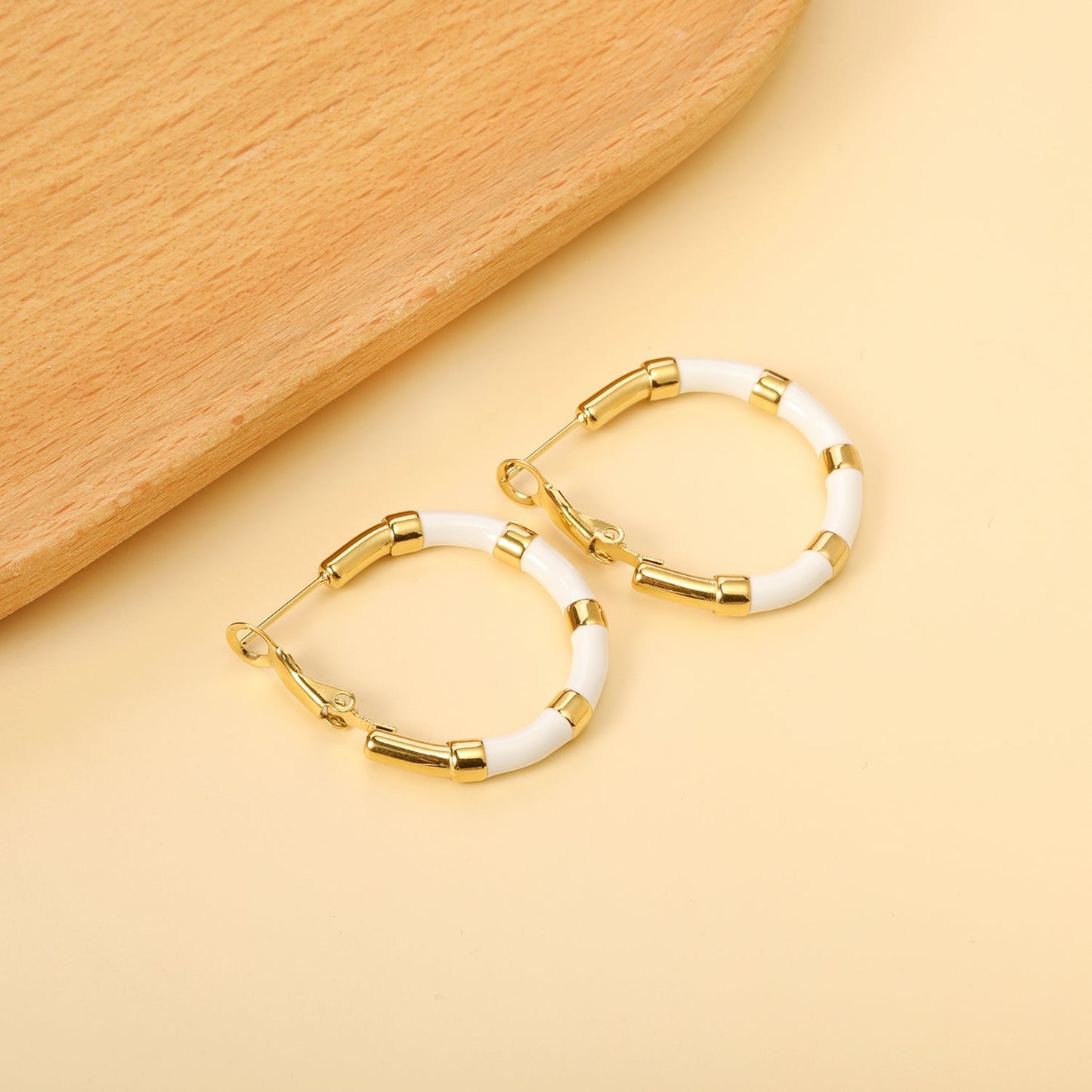 C-Stripe White&Purple&Sky Blue&Pink&Mixed Color Drop Earrings 3*30mm Gold Color