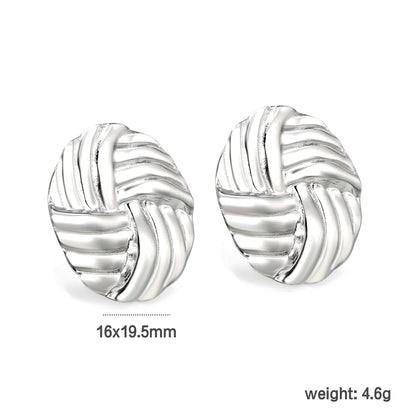 16*19.5mm Oval with Braided Earrings Steel Color