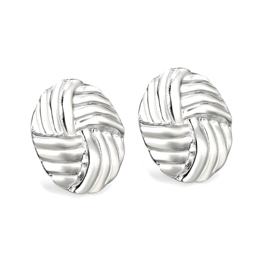 16*19.5mm Oval with Braided Earrings Steel Color