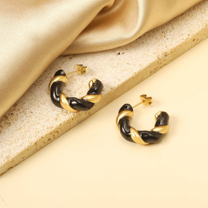 C Shape Twist Drip Earrings 6.4*23mm