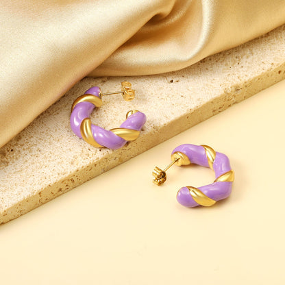 C Shape Twist Drip Earrings 6.4*23mm