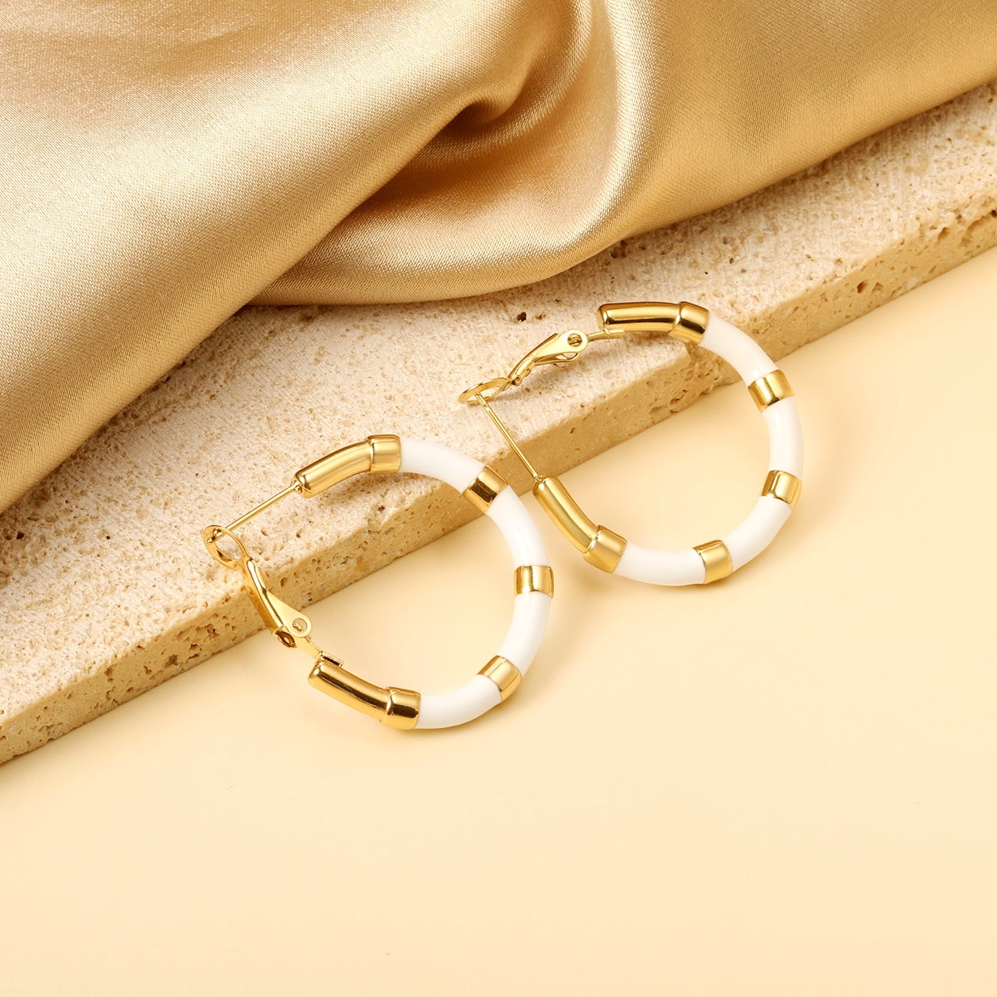 C-Stripe White&Purple&Sky Blue&Pink&Mixed Color Drop Earrings 3*30mm Gold Color