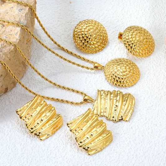 ✨ 18K Gold plated 40+5cm Jewelry Set Wholesale (MOQ 12+) | Stainless Steel Necklace & Earrings 🌍 | Hypoallergenic Luxury Gift Set