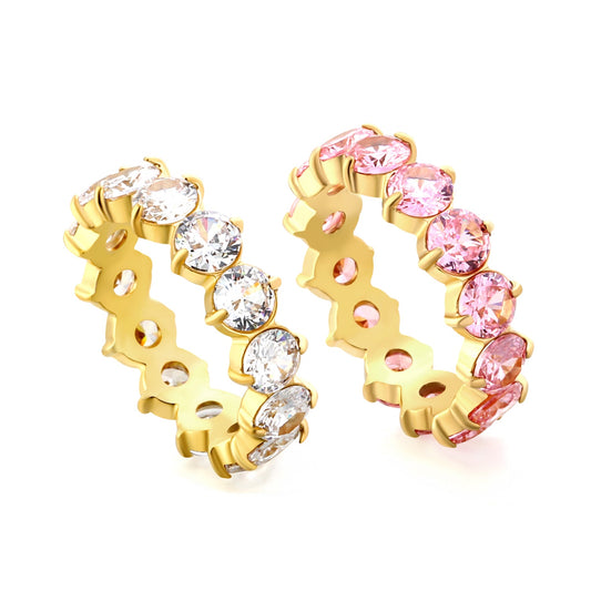 New white stone ring female light luxury sense of high class with elegant temperament metal wind