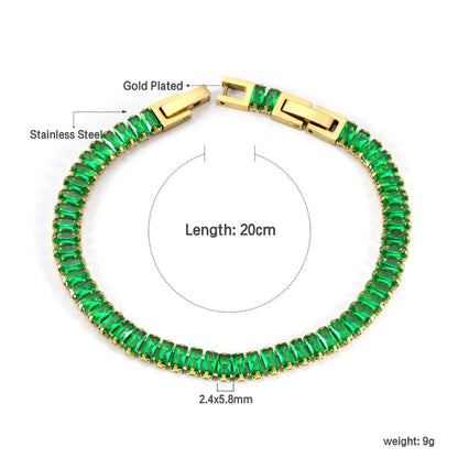 ✨ 18K Gold Plated Rainbow Zircon 17+3cm/20cm Bracelet Wholesale (MOQ 12+) | Stainless Steel Hypoallergenic 🌍 | Dainty Chain & Charm Bracelets