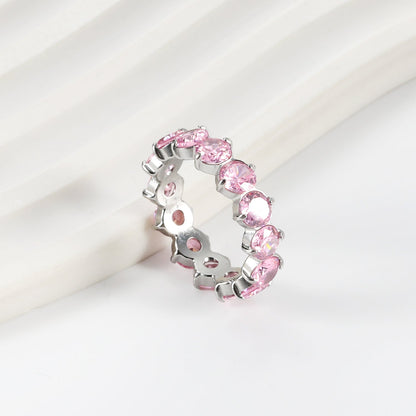 New white stone ring female light luxury sense of high class with elegant temperament metal wind