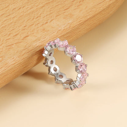New white stone ring female light luxury sense of high class with elegant temperament metal wind