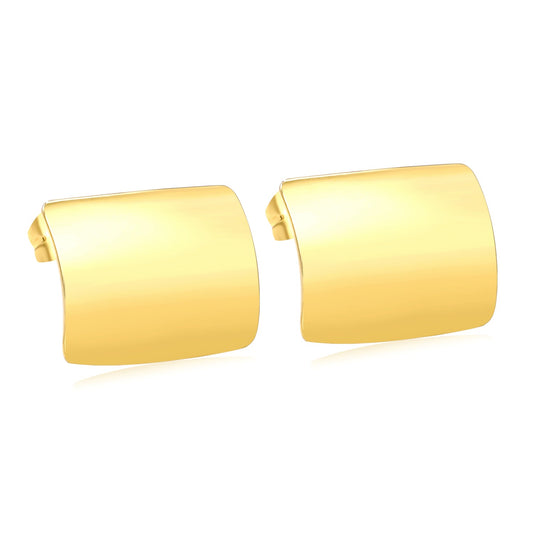11.5*15mm curved rectangle stud earrings gold color