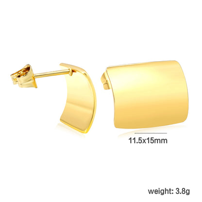 11.5*15mm curved rectangle stud earrings gold color