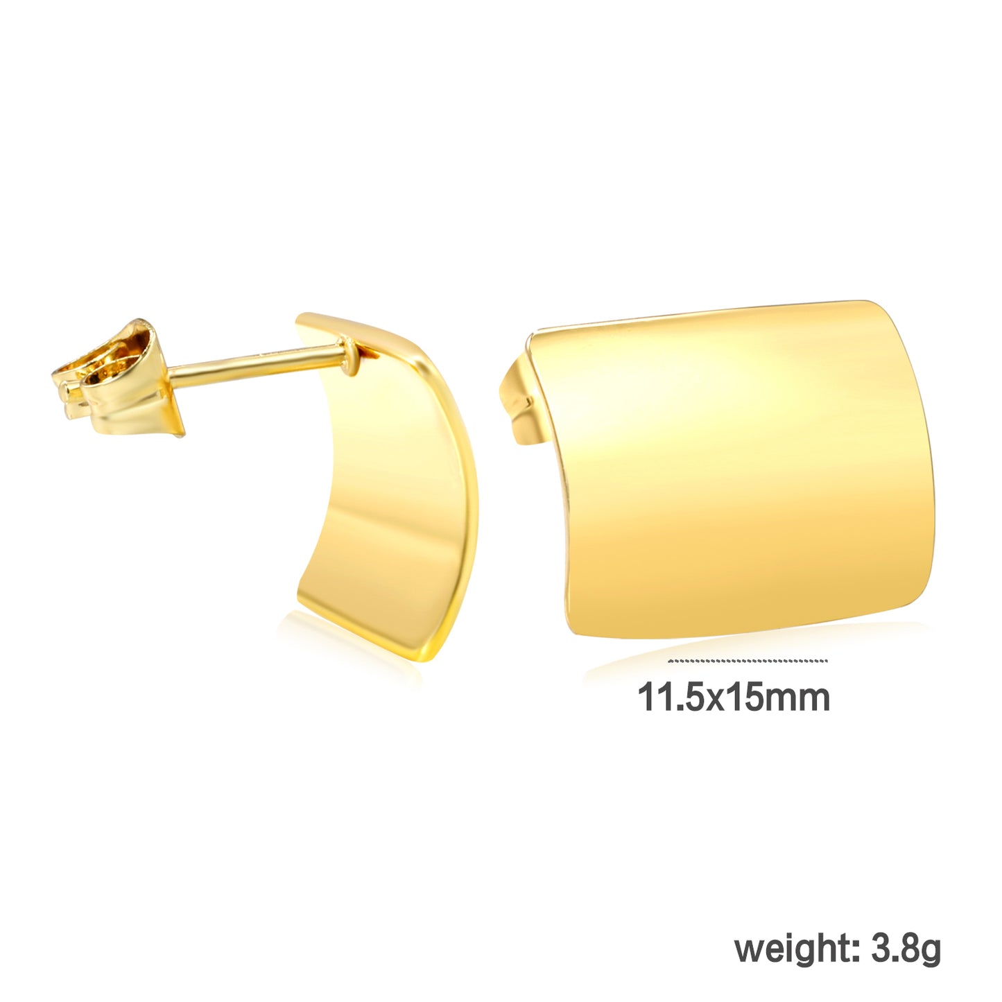 Trendy Geometric Stainless Steel Studs Earring 11.5*15mm PVD 18K gold