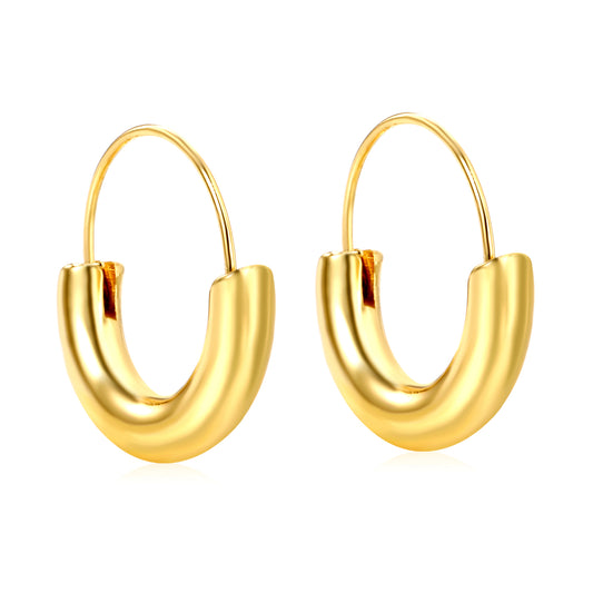 Dainty Stainless Steel Hoop Earrings - Minimalist 18K Gold-Plated Hoops