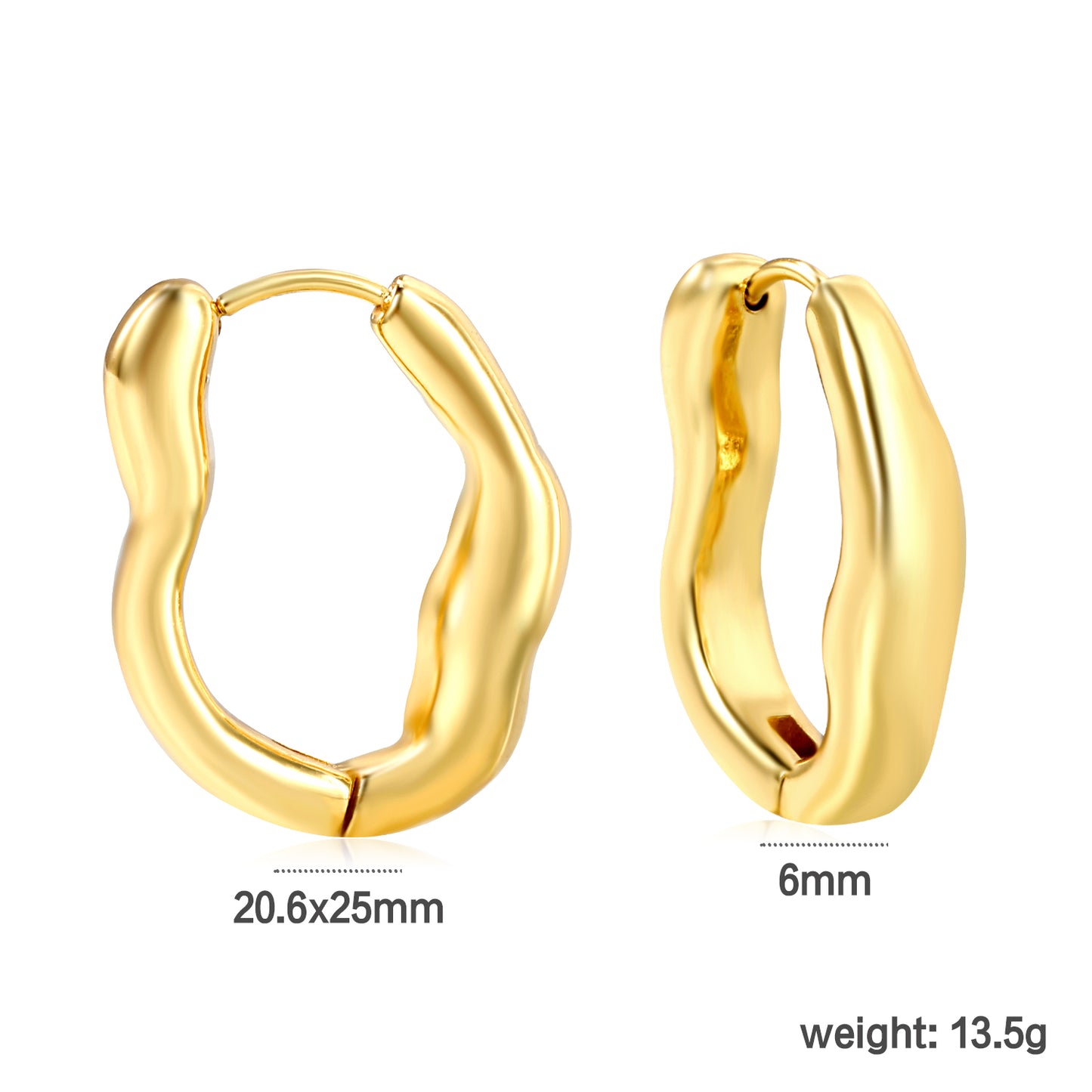 Chunky Stainless Steel Hoops - Industrial 6mm 20.6*25mm Thick Hoop Earrings