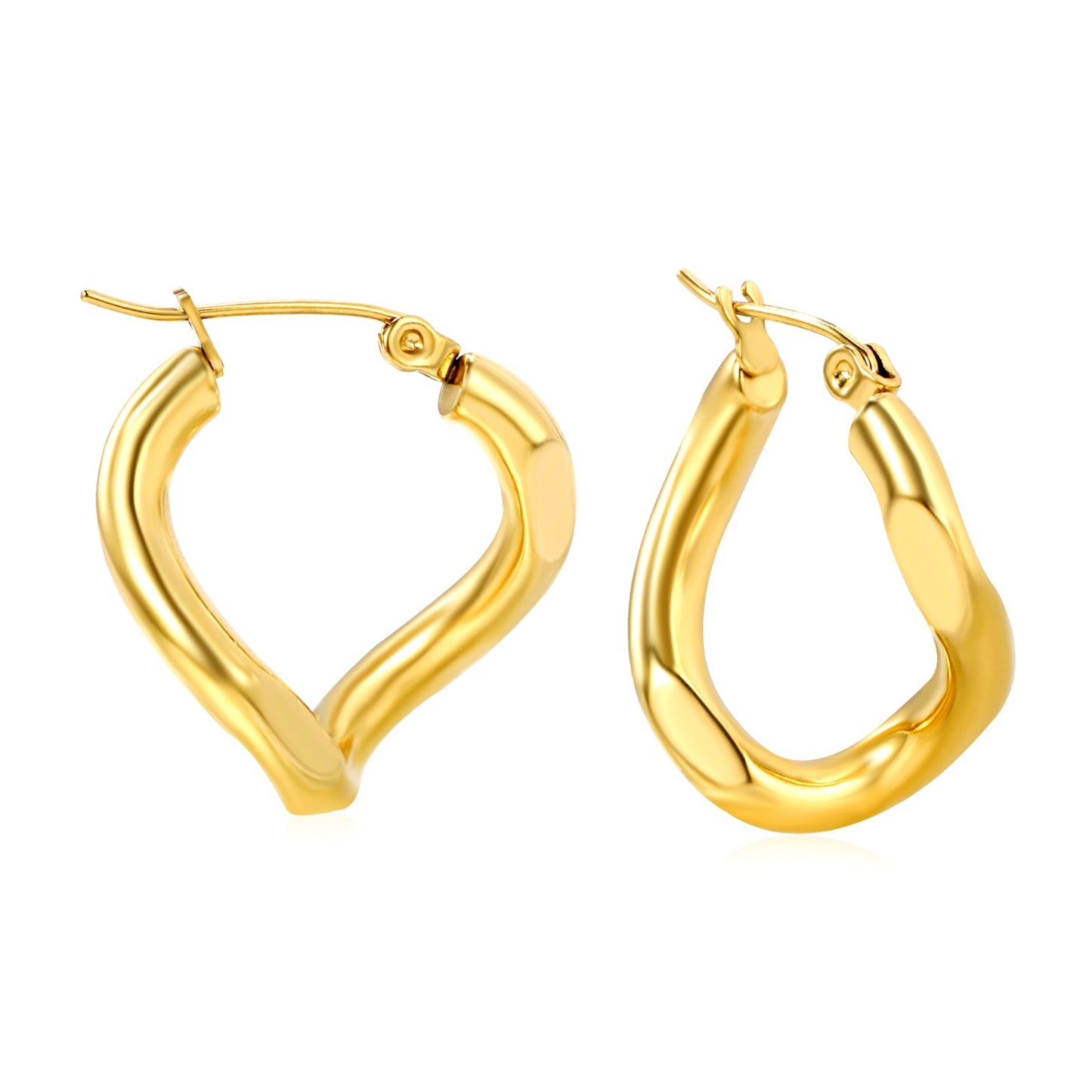 3.5*22mm Twisted Wire Double Sided Angled Earrings Gold color