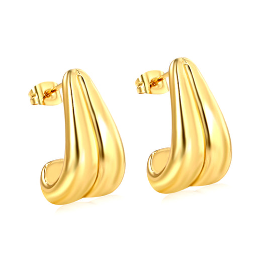 Dainty Stainless Steel Hoop Earrings 12*23mm pvd gold plated china supplier