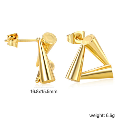 16.8*15.5mm ball and stick triangle earrings gold color