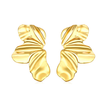 24*45mm Tri-blade (left and right) stud earrings Gold color