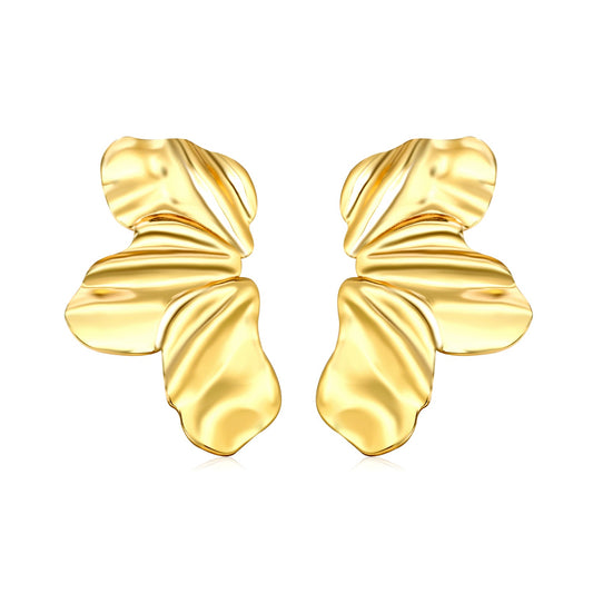 24*45mm Tri-blade (left and right) stud earrings Gold color