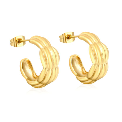 Waterproof C-Shape Twisted Earrings | Hypoallergenic Curved Hoop Earrings |  Stainless Steel