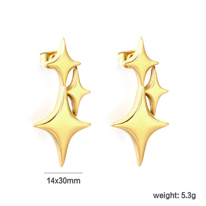 Waterproof & Hypoallergenic Stainless Steel Women Star Earrings (Bulk)