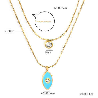Exquisite Stainless Steel Double-Layer Chain & Enigmatic Eye Pendant