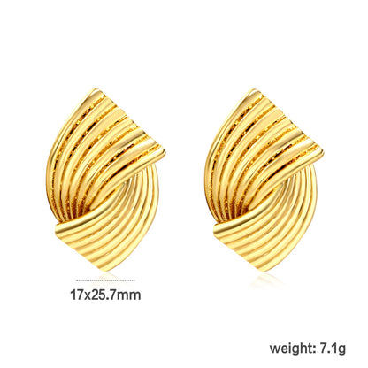 17*25.7mm Double Piece Curved Earrings Gold color