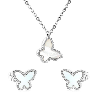 Wholesale Butterfly Jewelry Set - Acrylic & Stainless Steel | Waterproof Hypoallergenic Earrings & Necklace | Matching Gift Set