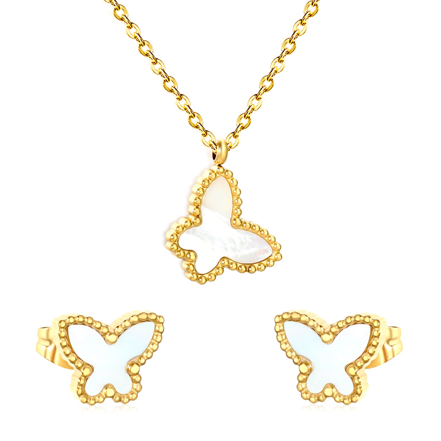Wholesale Butterfly Jewelry Set - Acrylic & Stainless Steel | Waterproof Hypoallergenic Earrings & Necklace | Matching Gift Set