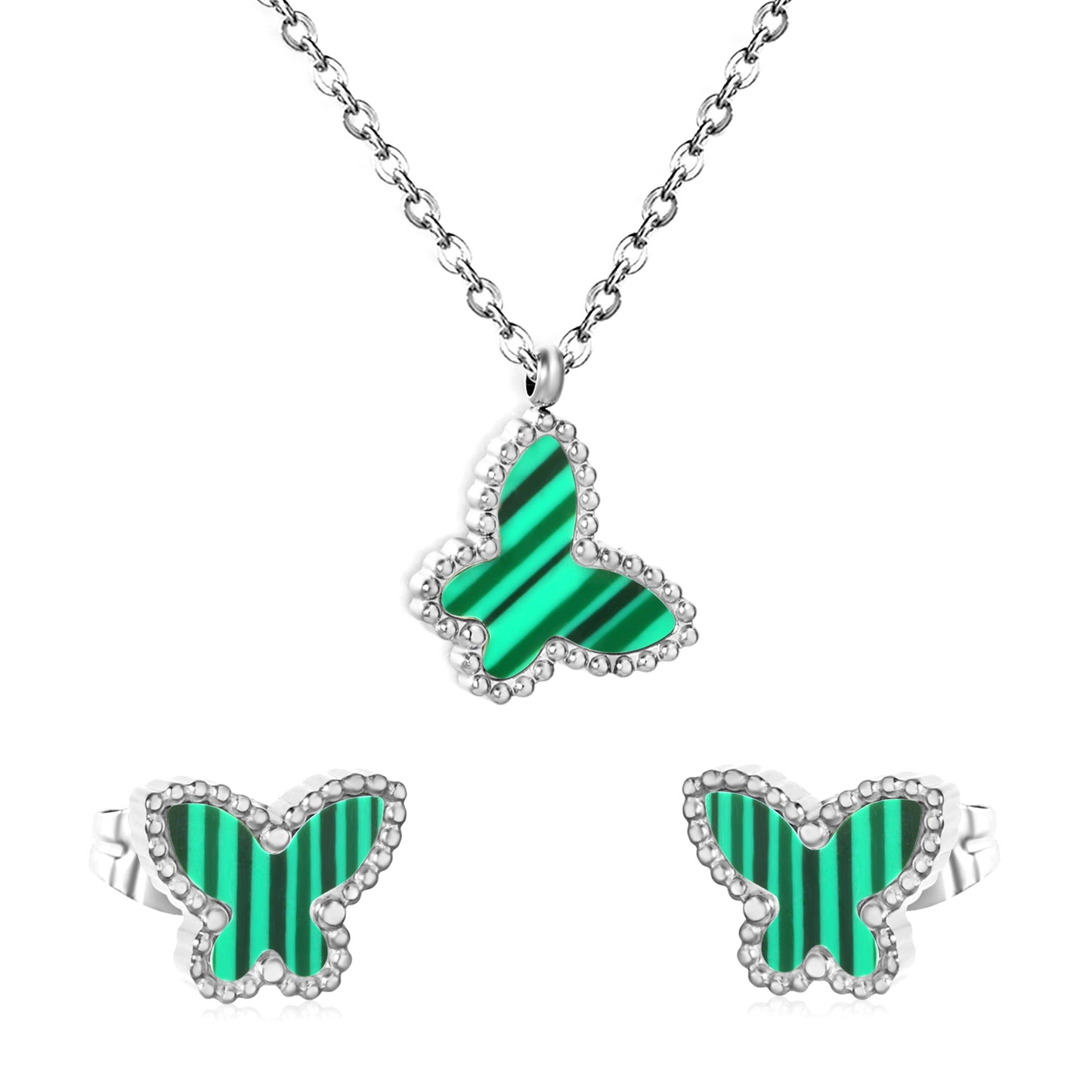 Wholesale Butterfly Jewelry Set - Acrylic & Stainless Steel | Waterproof Hypoallergenic Earrings & Necklace | Matching Gift Set