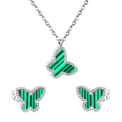 Wholesale Butterfly Jewelry Set - Acrylic & Stainless Steel | Waterproof Hypoallergenic Earrings & Necklace | Matching Gift Set