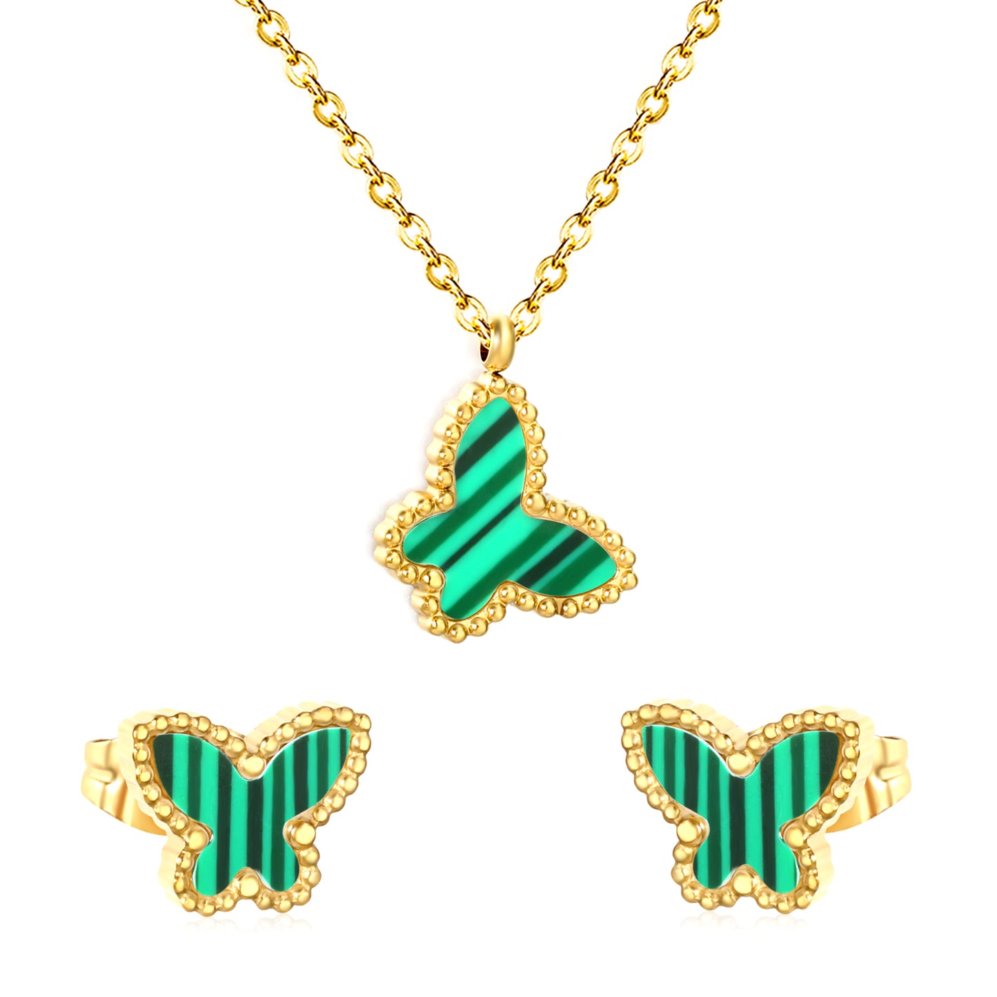 Wholesale Butterfly Jewelry Set - Acrylic & Stainless Steel | Waterproof Hypoallergenic Earrings & Necklace | Matching Gift Set