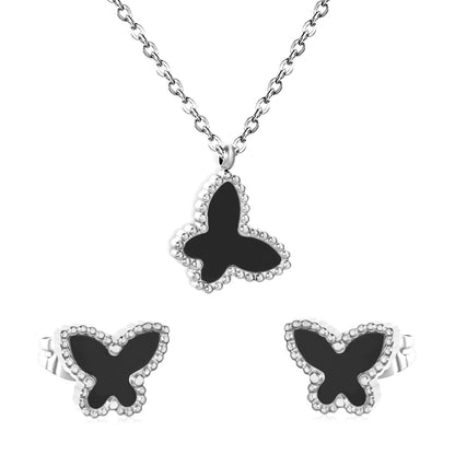 Wholesale Butterfly Jewelry Set - Acrylic & Stainless Steel | Waterproof Hypoallergenic Earrings & Necklace | Matching Gift Set