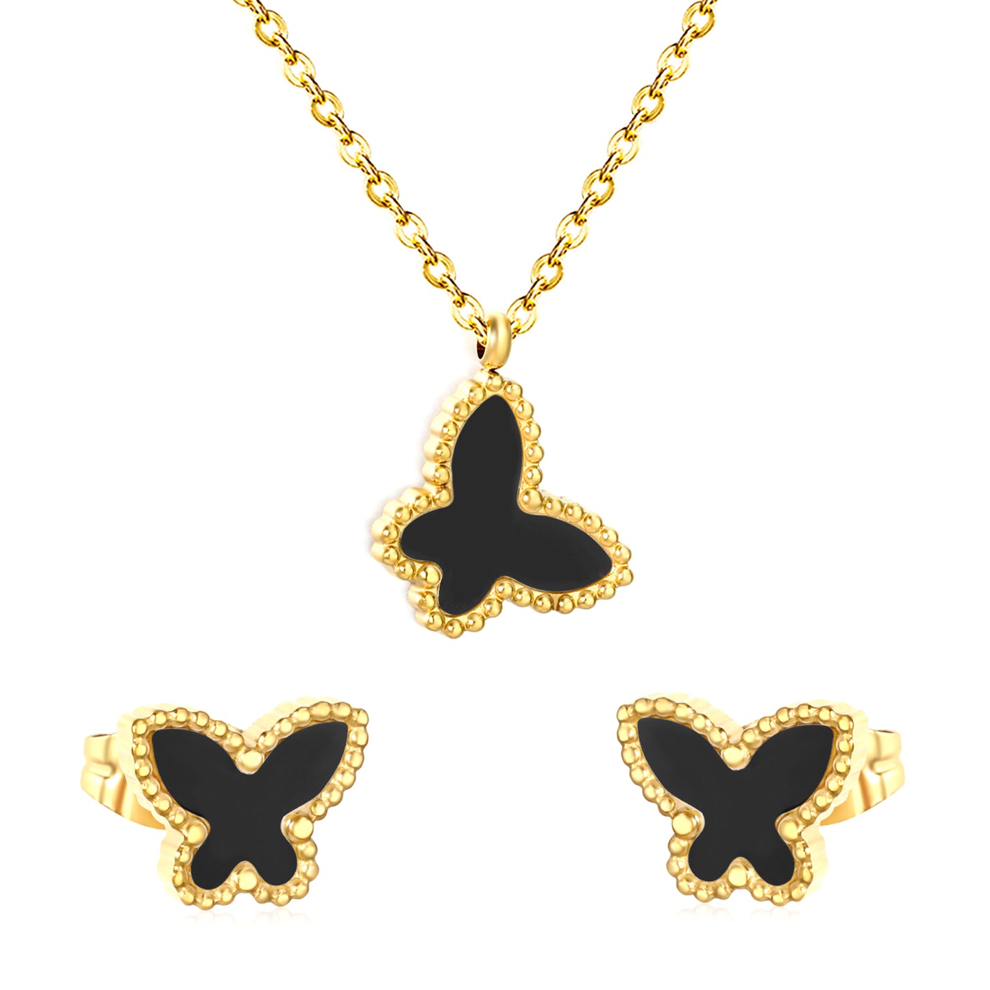 Wholesale Butterfly Jewelry Set - Acrylic & Stainless Steel | Waterproof Hypoallergenic Earrings & Necklace | Matching Gift Set