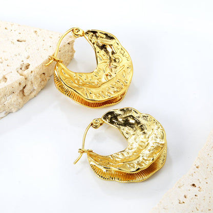 6.3*26mm cast maple leaf earrings gold color