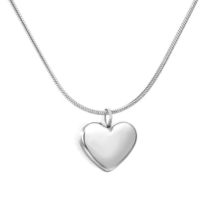 Wholesale Stainless Steel Snake Chain Heart Pendant Necklace – Waterproof Hypoallergenic Jewelry