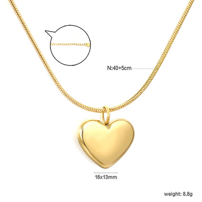 Wholesale Stainless Steel Snake Chain Heart Pendant Necklace – Waterproof Hypoallergenic Jewelry