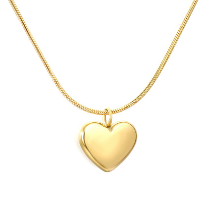 Wholesale Stainless Steel Snake Chain Heart Pendant Necklace – Waterproof Hypoallergenic Jewelry