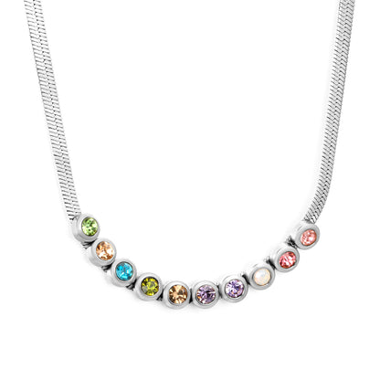 Wholesale Factory Colorful Cubic Zirconia Smile Necklace | Dainty Stainless Steel Chain for Women