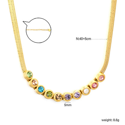 Wholesale Factory Colorful Cubic Zirconia Smile Necklace | Dainty Stainless Steel Chain for Women