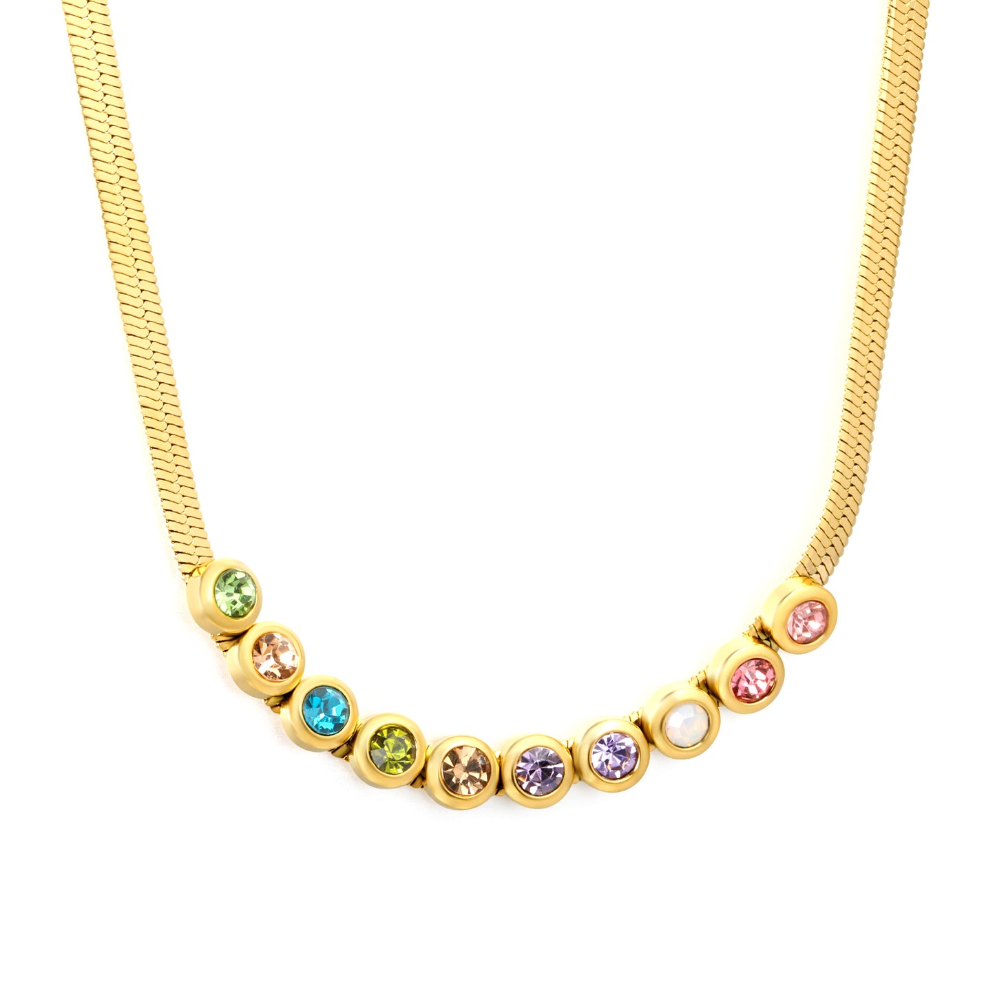 Wholesale Factory Colorful Cubic Zirconia Smile Necklace | Dainty Stainless Steel Chain for Women