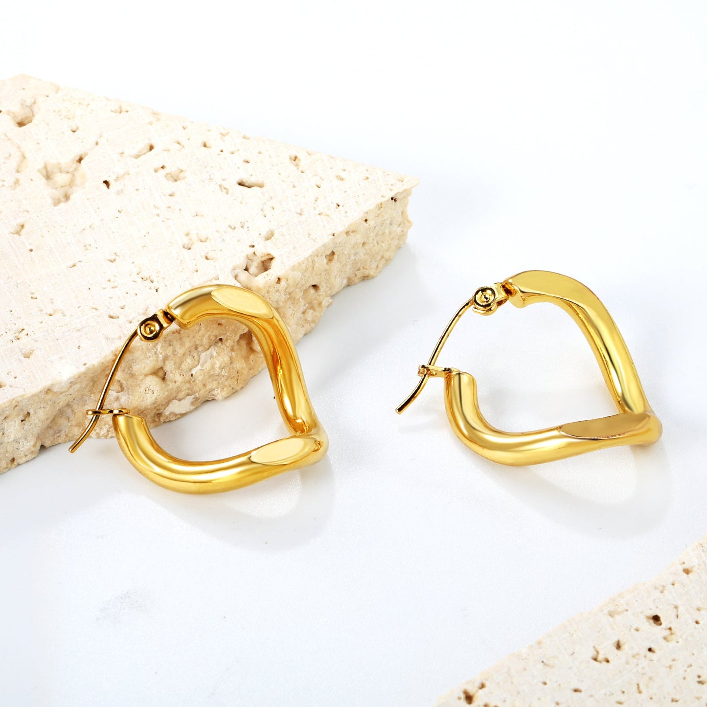 3.5*22mm Twisted Wire Double Sided Angled Earrings Gold color