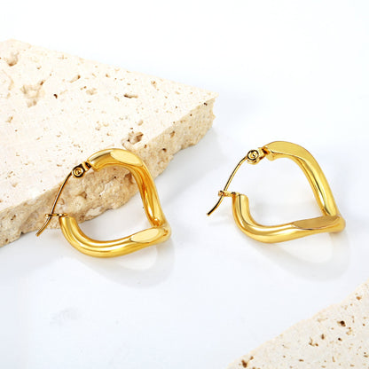 3.5*22mm Twisted Wire Double Sided Angled Earrings Gold color