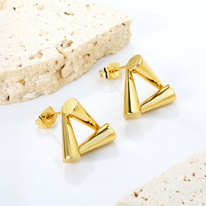 16.8*15.5mm ball and stick triangle earrings gold color