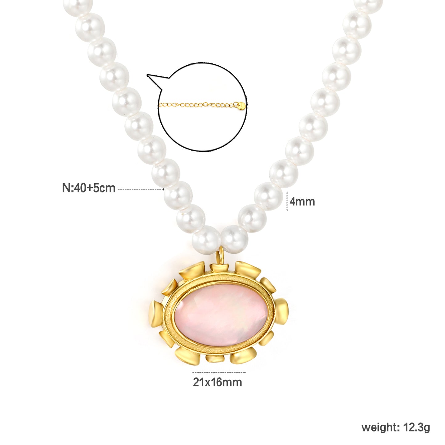 Wholesale Pink Shell Pearl Pendant Necklace – Hypoallergenic Jewelry for Women, Waterproof & Tarnish Free, Bulk Order Wholesale