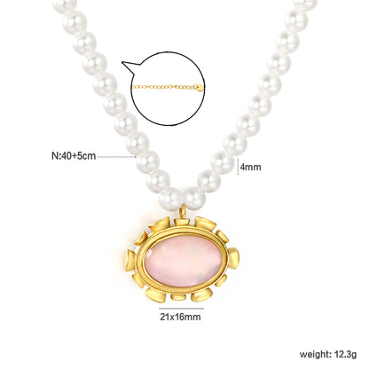 Wholesale Pink Shell Pearl Pendant Necklace – Hypoallergenic Jewelry for Women, Waterproof & Tarnish Free, Bulk Order Wholesale