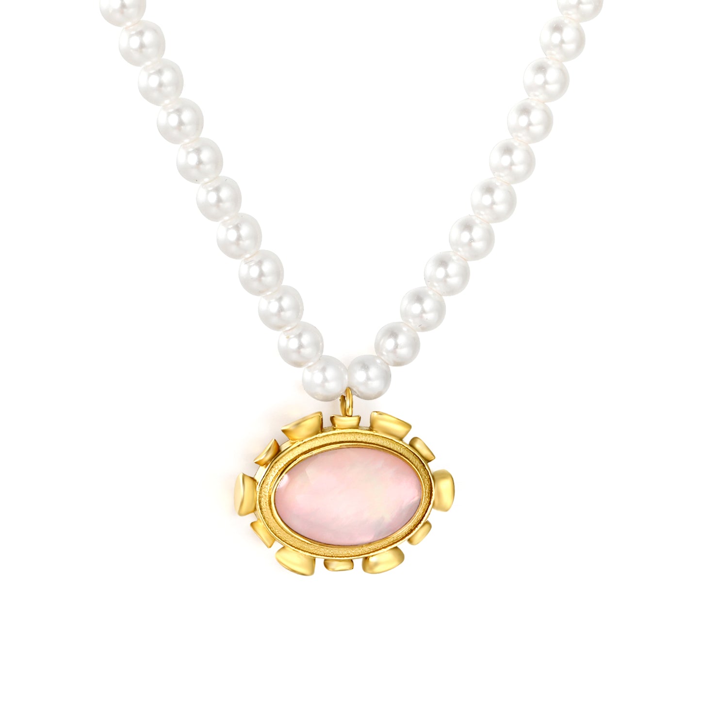 Wholesale Pink Shell Pearl Pendant Necklace – Hypoallergenic Jewelry for Women, Waterproof & Tarnish Free, Bulk Order Wholesale