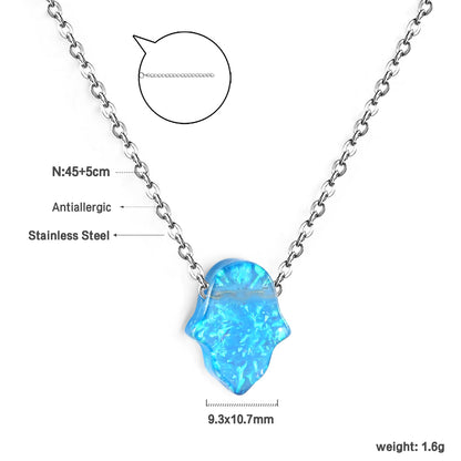 Blue Abalone Pendant 9.3*10.7mm Necklace 45+5cm