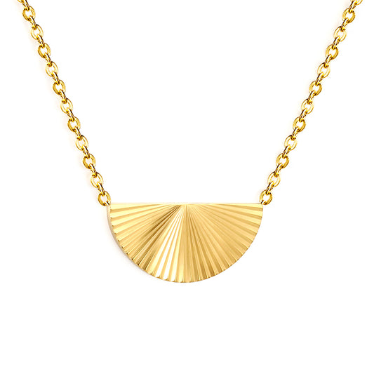 Wholesale Semi-Round Engraved Shiny Necklace - Surgical Steel Hypoallergenic Jewelry for Women, Waterproof & Tarnish Free, Bulk Wholesale Lots