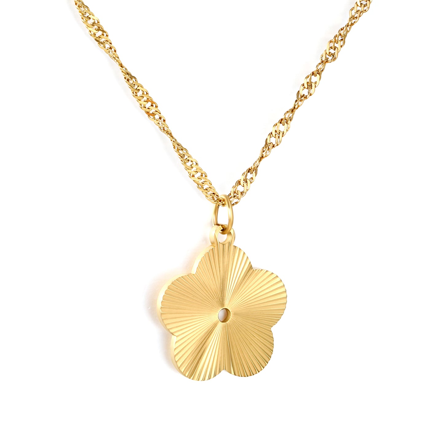 Wholesale Plum Blossom Engraved Necklace - Stainless Steel Hypoallergenic Jewelry for Women, Waterproof & Tarnish Resistant, Bulk Wholesale Supply